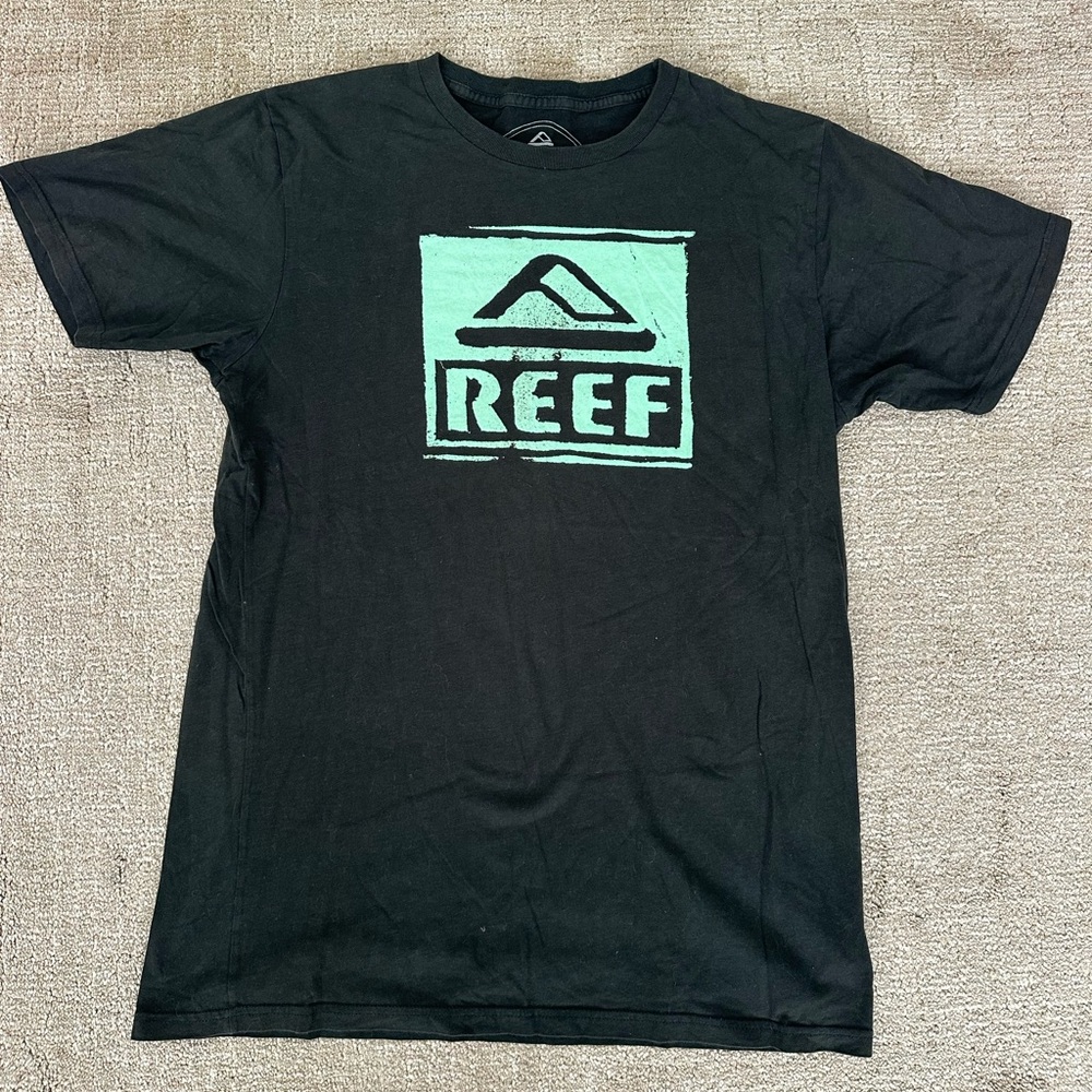 Reef Black Tee with Mint Logo